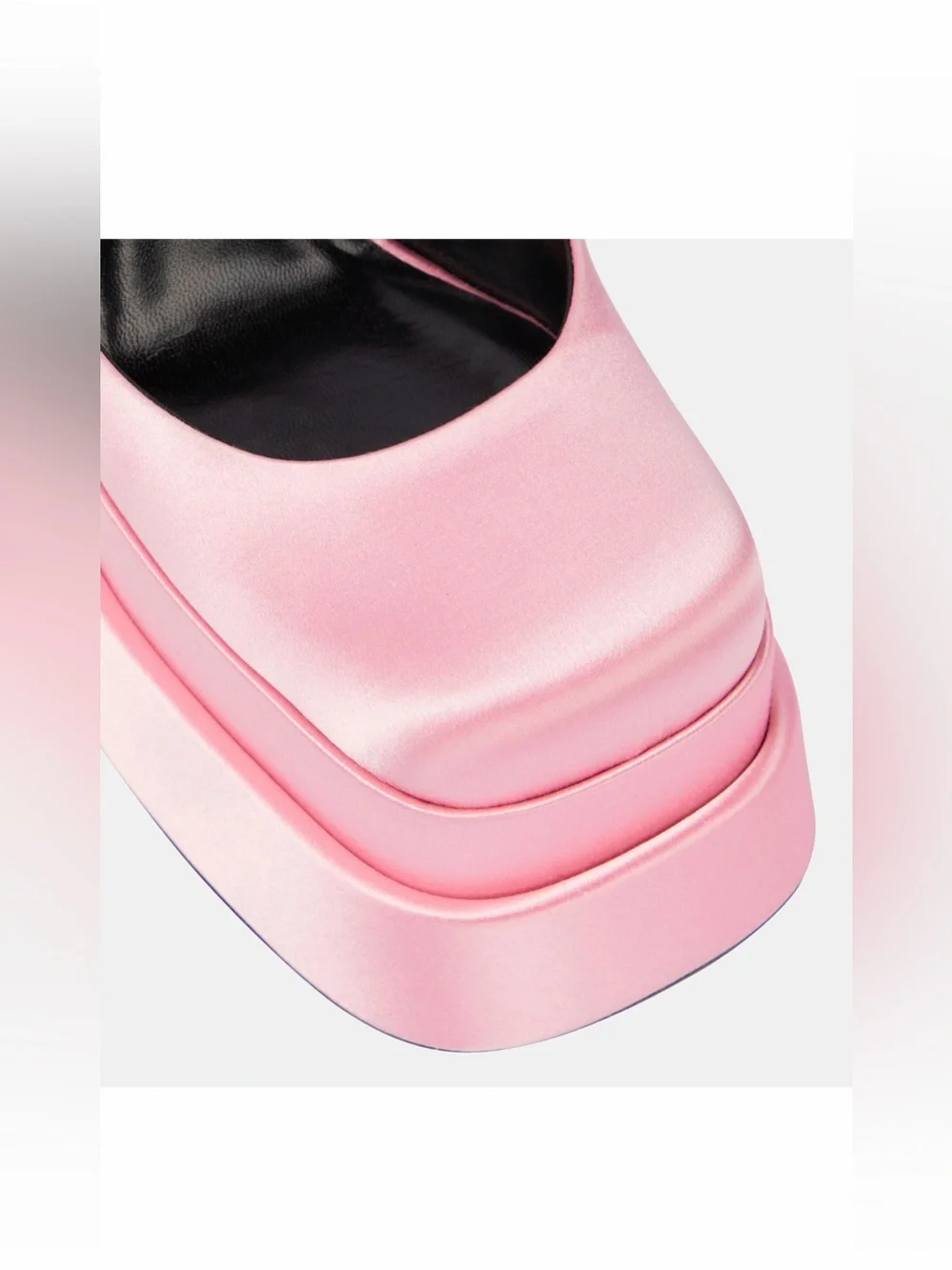 Versace Pink Satin Platform Block Heel Pumps with Ankle Strap